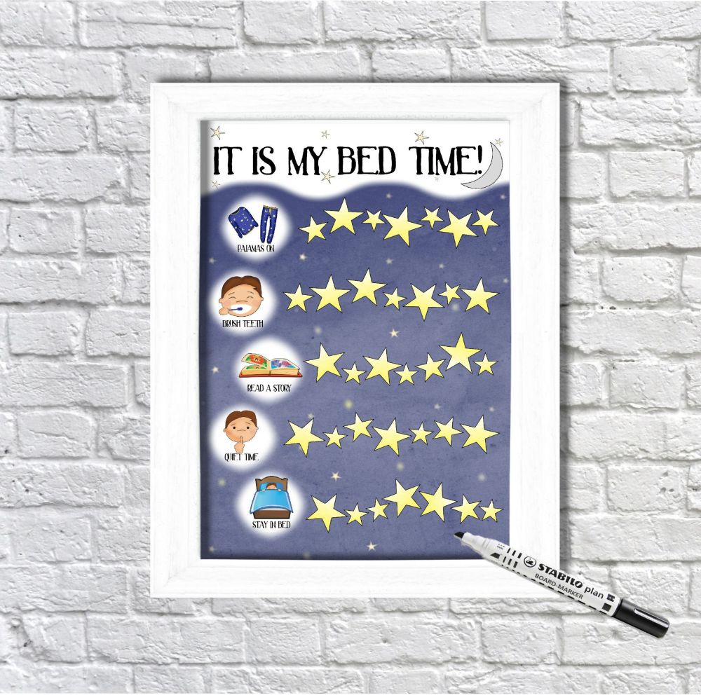 Bedtime routine, Boys, Reward Chart, sleep chart, Sticker Chart, Toddler routine, Stay in bed, Star Chart, Digital file, Printable,
