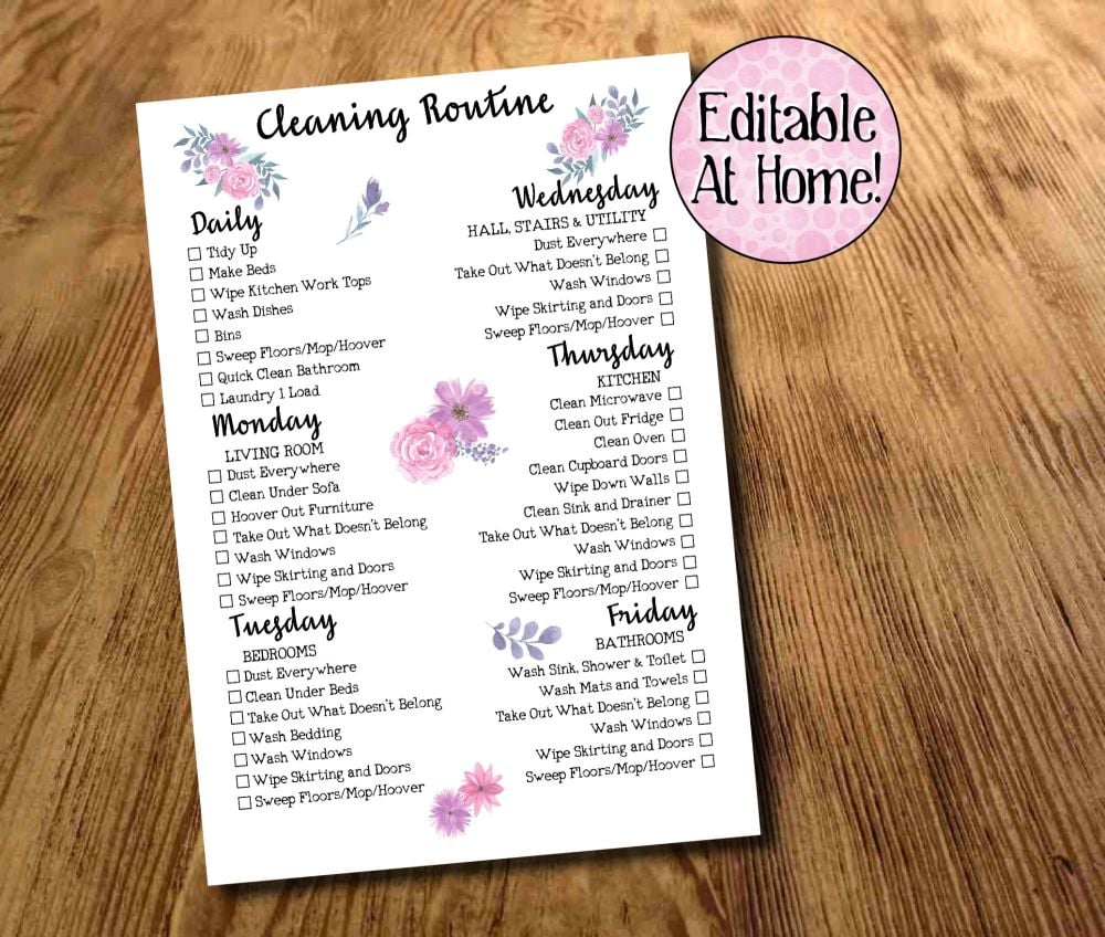 Cleaning Routine, Weekly Cleaning Checklist, Daily Chores, Family Chores Pr