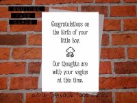 Congratulations on the birth of your little boy. Our thoughts are with your vagina at this time. 