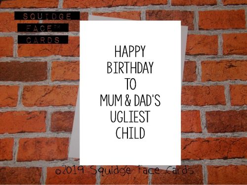 White greeting card with the text 