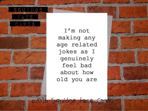White greeting card with the text 