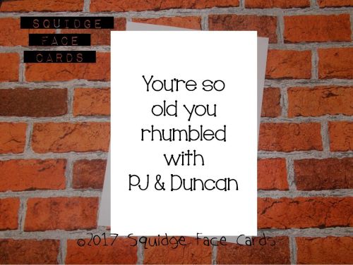 White greeting card with the text 