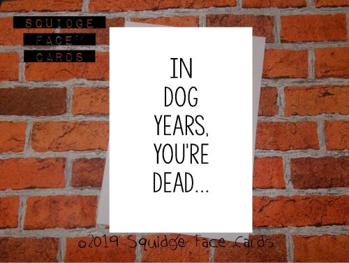 White greeting card with the text 