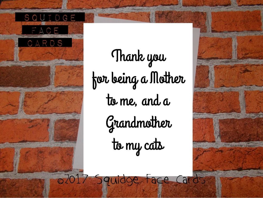 Thank you for being a mother to me, and a grandmother to my cats