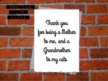 Thank you for being a mother to me, and a grandmother to my cats