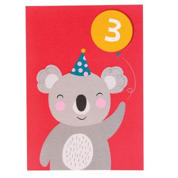 Koala age 3 birthday card