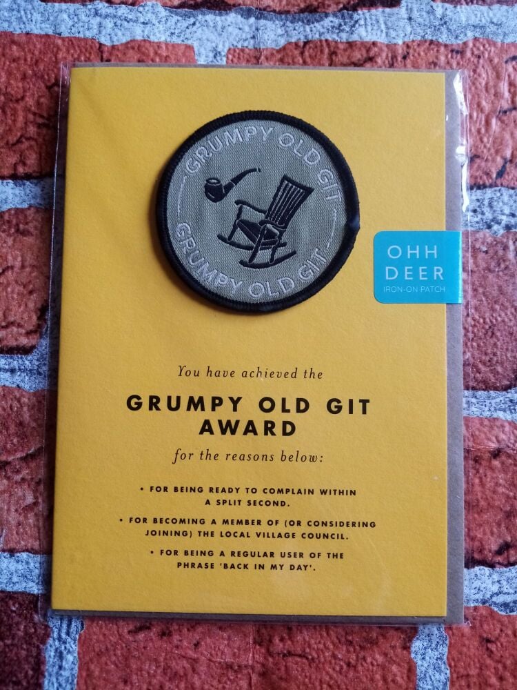 Grumpy Old Git Award - iron on patch card