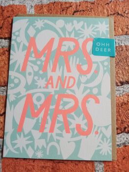 Mrs and Mrs engagement, wedding congratulations card