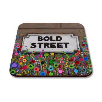 Jo Gough - Bold St Sign Liverpool with flowers Coaster