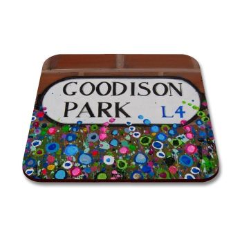 Jo Gough - EFC Goodison Park Sign with flowers Coaster