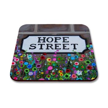 Jo Gough - Hope St Sign Liverpool with flowers Coaster