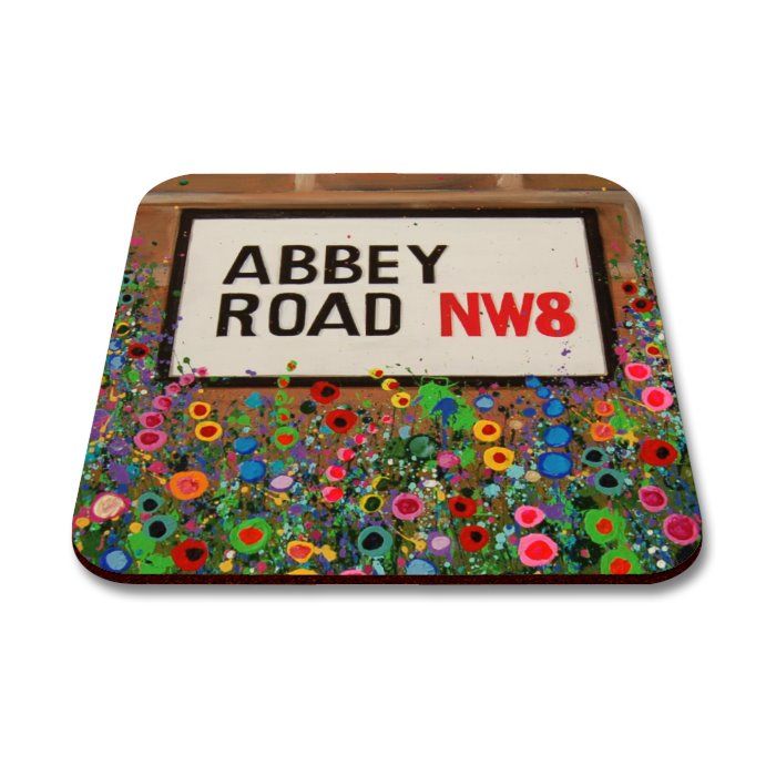 Jo Gough - The Beatles Abbey Road St Sign with flowers Coaster