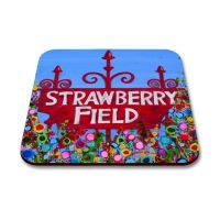 Jo Gough - The Beatles Strawberry Field Sign with flowers Coaster