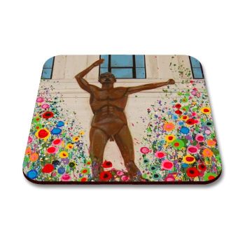 Jo Gough - Lewis's Epstein Statue Liverpool with flowers Coaster