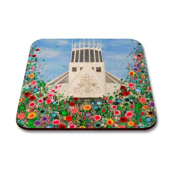 Jo Gough - Liverpool Metropolitan Cathedral with flowers Coaster