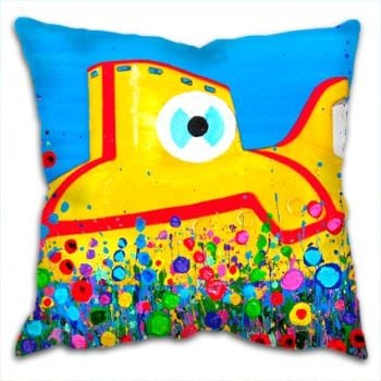 The Beatles Yellow Submarine with flowers Cushion