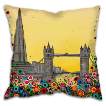 Jo Gough - The Shard London with flowers Cushion