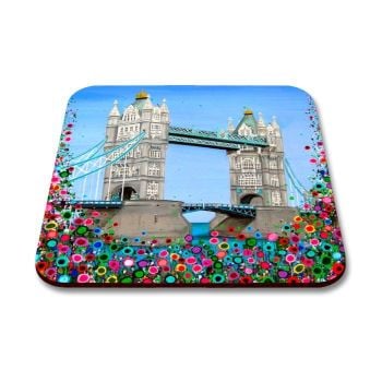 Jo Gough - Tower Bridge London with flowers Coaster