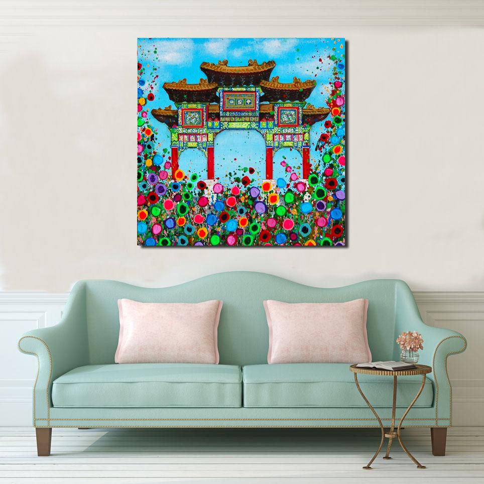 Jo Gough - Liverpool Chinese Arch with flowers Canvas Print From £85