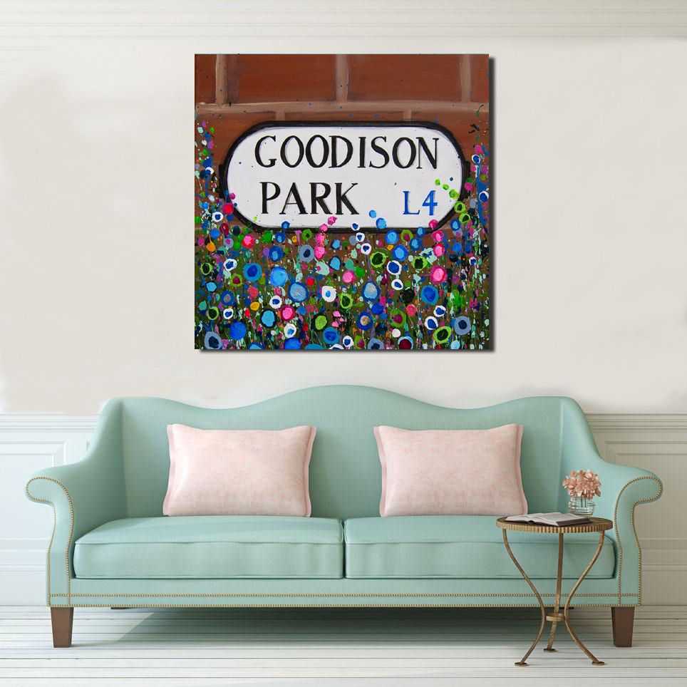 Jo Gough - EFC Goodison Park Sign with flowers Canvas Print From £85