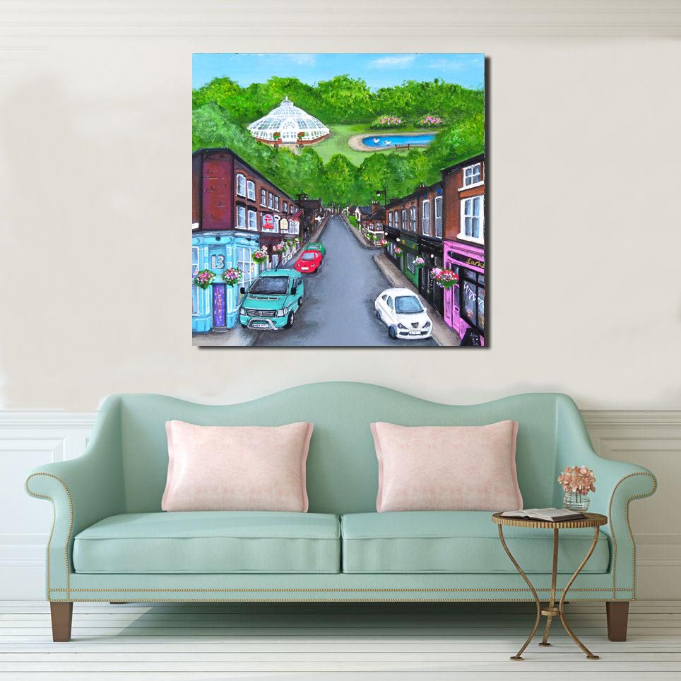 Jo Gough - Lark Lane Liverpool Street Scene with flowers Canvas Print From