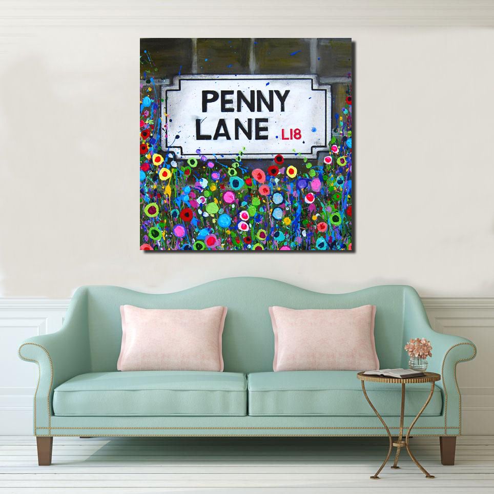 Jo Gough - Penny Lane St Sign with flowers Canvas Print from £85