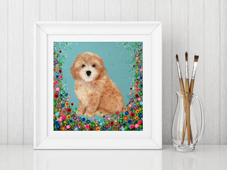 Jo Gough - Cockapoo with flowers Print From £10