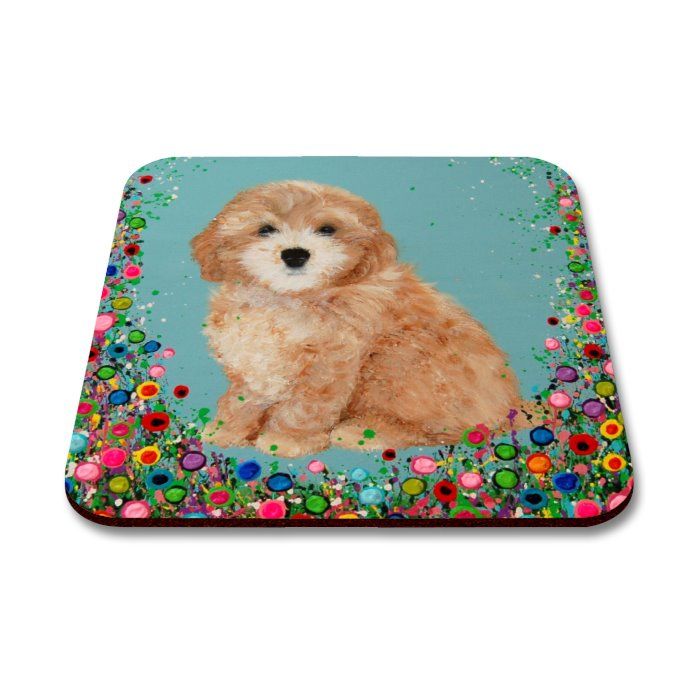 Jo Gough - Cockapoo with flowers Coaster