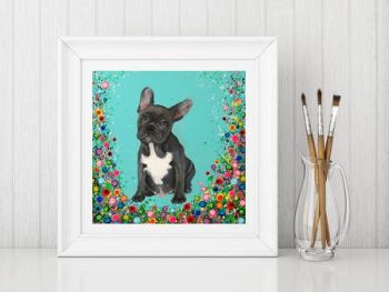 Jo Gough - French Bull Dog with flowers Print From £10