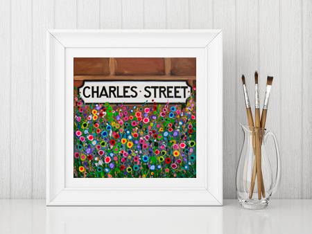 Jo Gough - Charles St Hoole Chester with flowers Print From £10