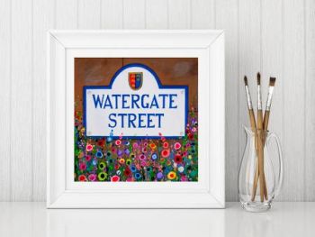 Jo Gough - Watergate St Chester with flowers Print From £10