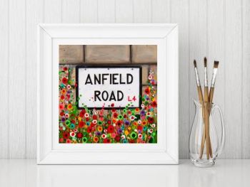 Jo Gough - LFC Anfield Rd Sign with flowers Print From £10