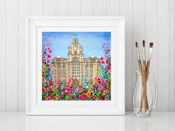 Jo Gough - Liver Building Liverpool with flowers Print From £10