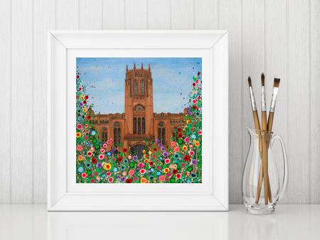 Jo Gough - Liverpool Anglican Cathedral with flowers Print From £10