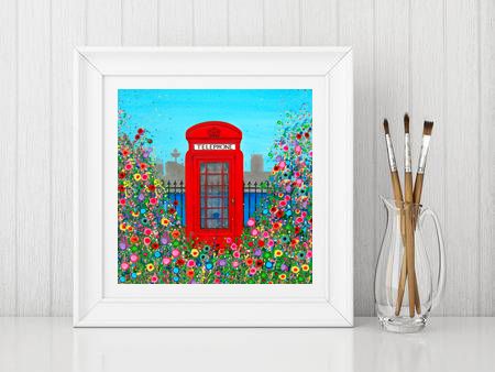 Jo Gough - Red Telephone Box with flowers Print From £10