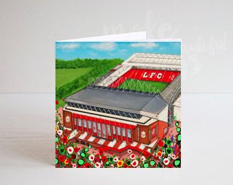 Jo Gough - LFC Stadium with flowers Greeting Card