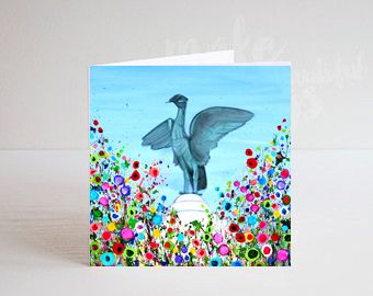 Jo Gough - Liverbird Liverpool with flowers Greeting Card