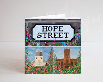 Jo Gough - Liverpool Cathedral Montage with flowers Greeting Card