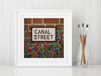 Jo Gough - Canal Street Sign Manchester with flowers Print From £10