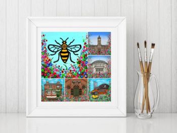Jo Gough - Manchester Landmarks with flowers Print From £10