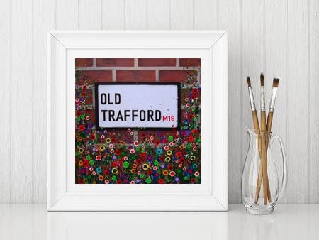 Jo Gough - MUFC Old Trafford Street Sign with flowers Print From £10