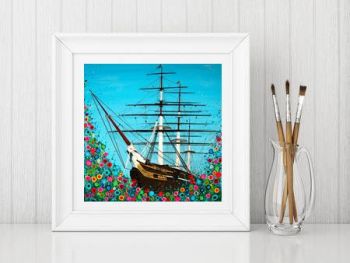 Jo Gough - Cutty Sark Greenwich with flowers Print From £10