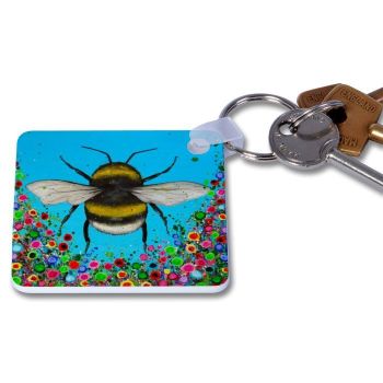 Jo Gough - Bumble Bee with flowers Key Ring