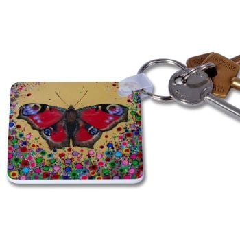 Jo Gough - Butterfly with flowers Key Ring
