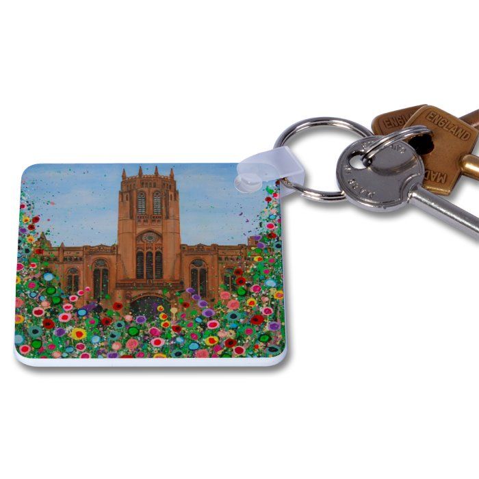 Jo Gough - Anglican Cathedral with flowers Key Ring
