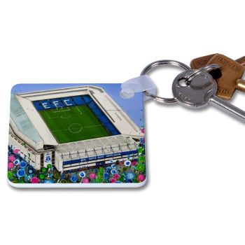 Jo Gough - EFC Stadium with flowers Key Ring