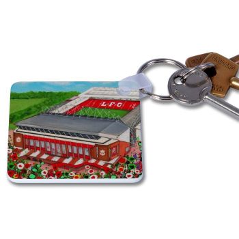 Jo Gough - LFC Stadium with flowers Key Ring