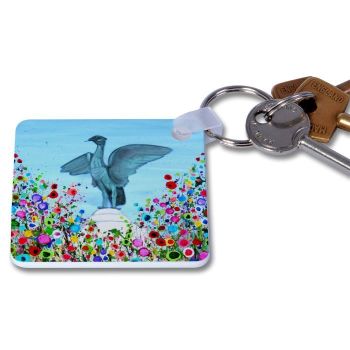 Jo Gough - Liverbird with flowers Key Ring