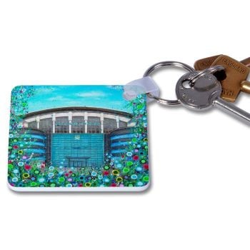 Jo Gough - MCFC - Etihad Stadium with flowers Key Ring