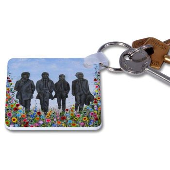 Jo Gough - The Beatles Statues with flowers Key Ring